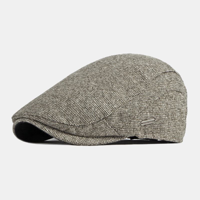 Mænd Newsboy Hatte Efterår Vinter Thicken Warmth Wild Plain Britisk Baret Flad Kasket