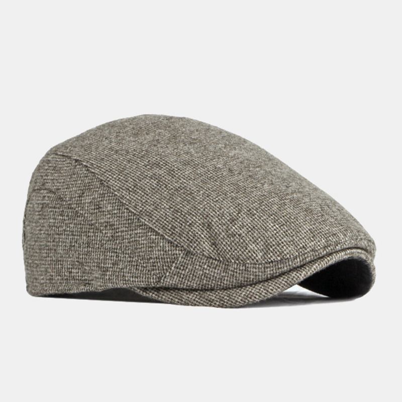 Mænd Newsboy Hatte Efterår Vinter Thicken Warmth Wild Plain Britisk Baret Flad Kasket