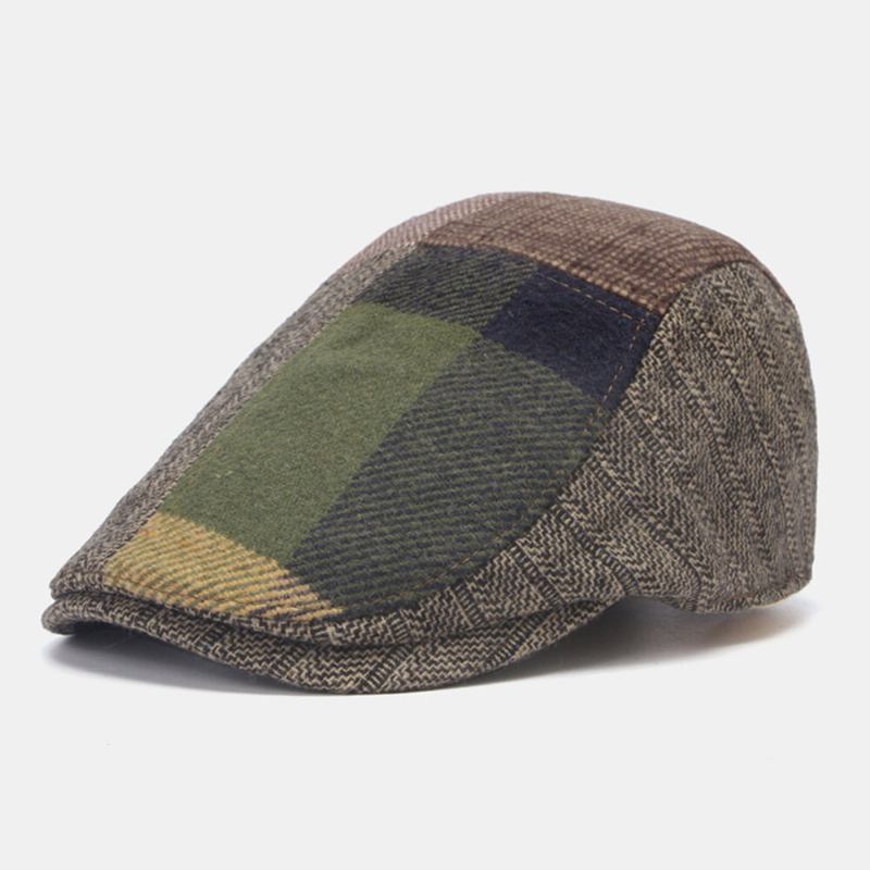 Mænd Newsboy Hatte Farvet Geometrisk Splejsning Udendørs Casual Vilde Baretter Driver Hat