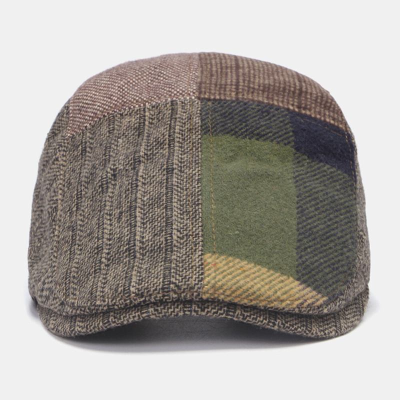 Mænd Newsboy Hatte Farvet Geometrisk Splejsning Udendørs Casual Vilde Baretter Driver Hat