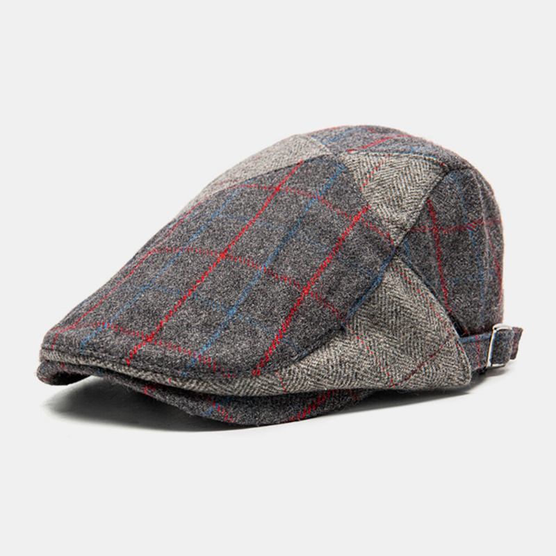 Mænd Newsboy Hatte Geometrisk Splejsning Side Justerbar Gitter Baretter Driver Hat