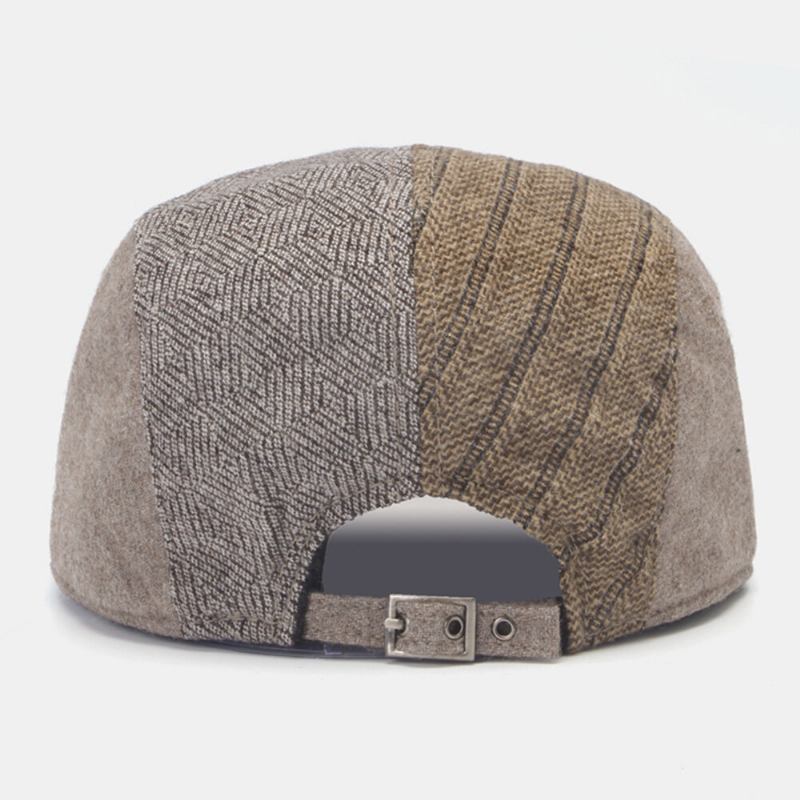 Mænd Newsboy Hatte Gittermønster Patchwork Justerbar Baretter Malerhat