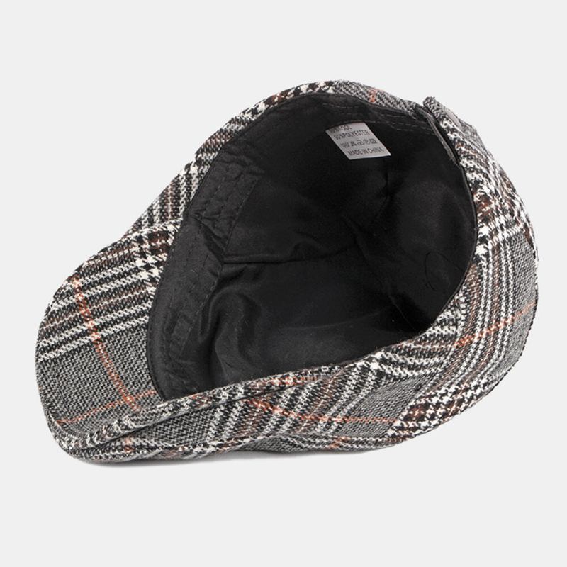 Mænd Newsboy Hatte Polyester Bomuld Vintage Farverigt Gitter Britisk Casual Varme Forward Huer Baret Flad Cap