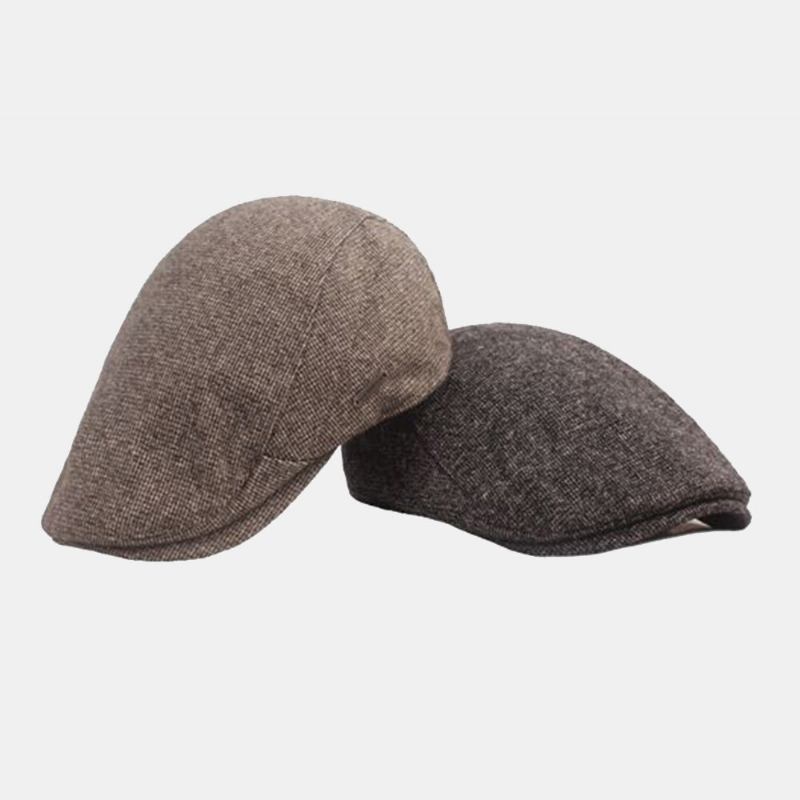 Mænd Newsboy Hatte Retro Thicken Kortskygget Solsejl Varm Baretter Malerhat