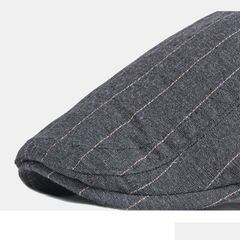 Mænd Newsboy Huer Bomuld Vintage Stribet Tynd Åndbar Britisk Baret Flad Kasket