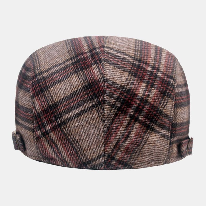 Mænd Newsboy Huer Britisk Casual Vinter Fortykket Gitter Baretter Maler Hat