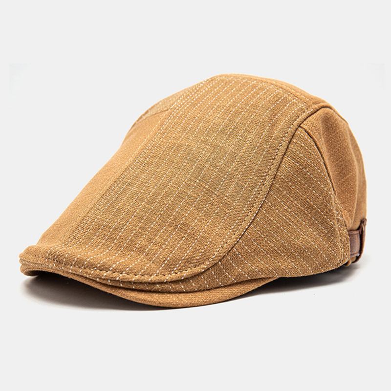 Mænd Newsboy Huer Justerbar Bomuld Linned Almindelige Patchwork Stribede Sømme Solskærm Casual Forward Huer Baret Flad Cap