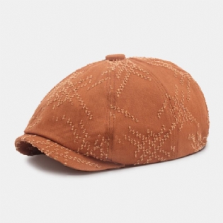 Mænd Newsboy Kasket Bomuld Distressed Solid Broken Hole Vintage Casual Octagonal Kasket Baret Flad Kasket