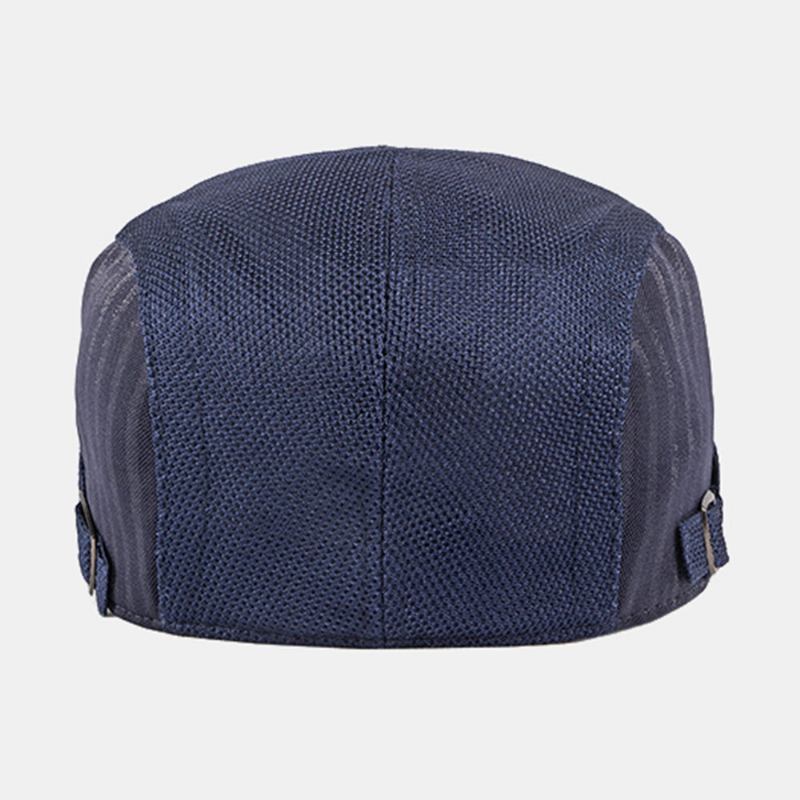 Mænd Newsboy Kasket Lodrette Striber Polyester Mesh Patchwork Justerbar Udendørs Åndbar Solsejl Fremad Huer Baret Flad Kasket