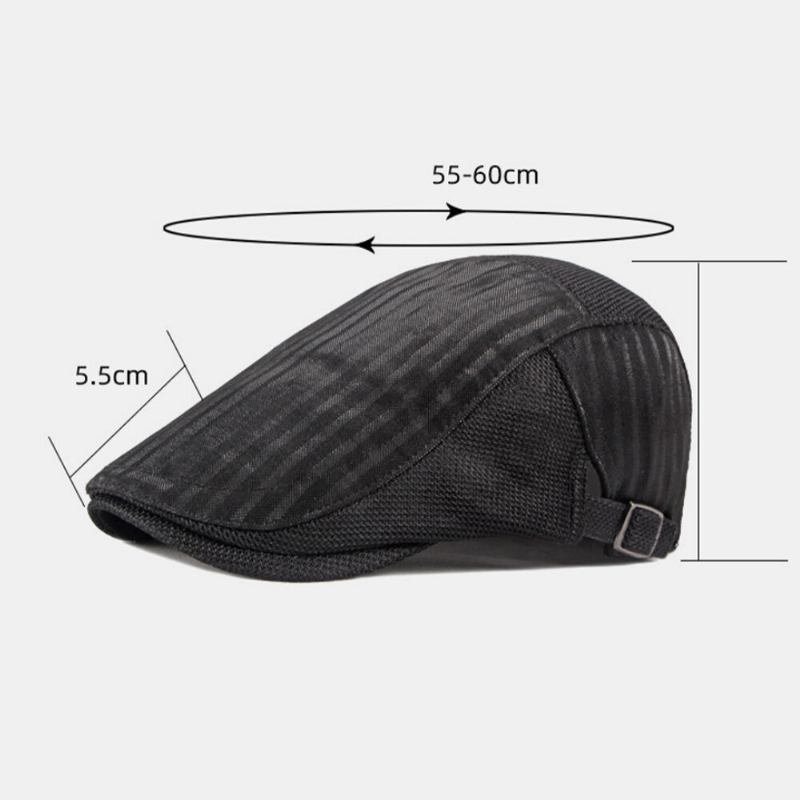 Mænd Newsboy Kasket Lodrette Striber Polyester Mesh Patchwork Justerbar Udendørs Åndbar Solsejl Fremad Huer Baret Flad Kasket