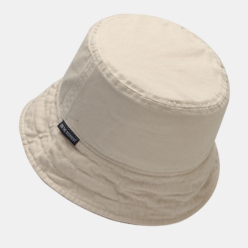 Mænd Plaid Mønster Dobbelt-side-wear Washed Bomuld Bucket Huer Wild Casual Sun Hat