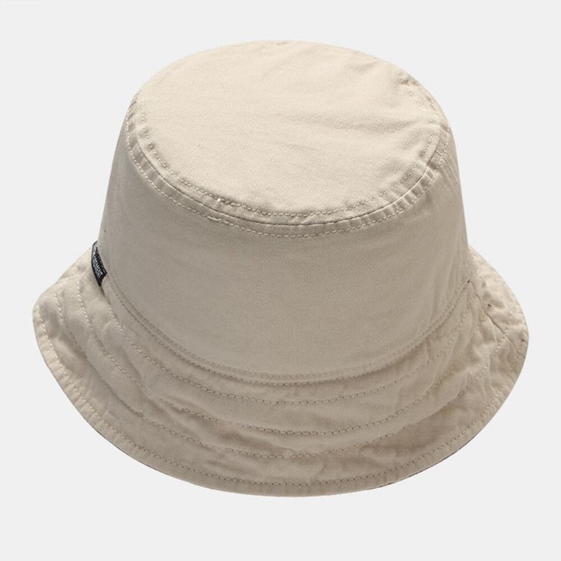 Mænd Plaid Mønster Dobbelt-side-wear Washed Bomuld Bucket Huer Wild Casual Sun Hat