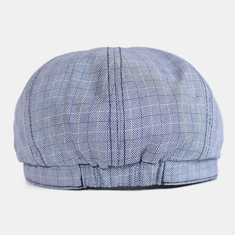 Mænd Plaid Stribet Mønster Tynd Casual Newsboy Huer Baret Kasket Octagonal Huer Painter Kasket Forward Cap