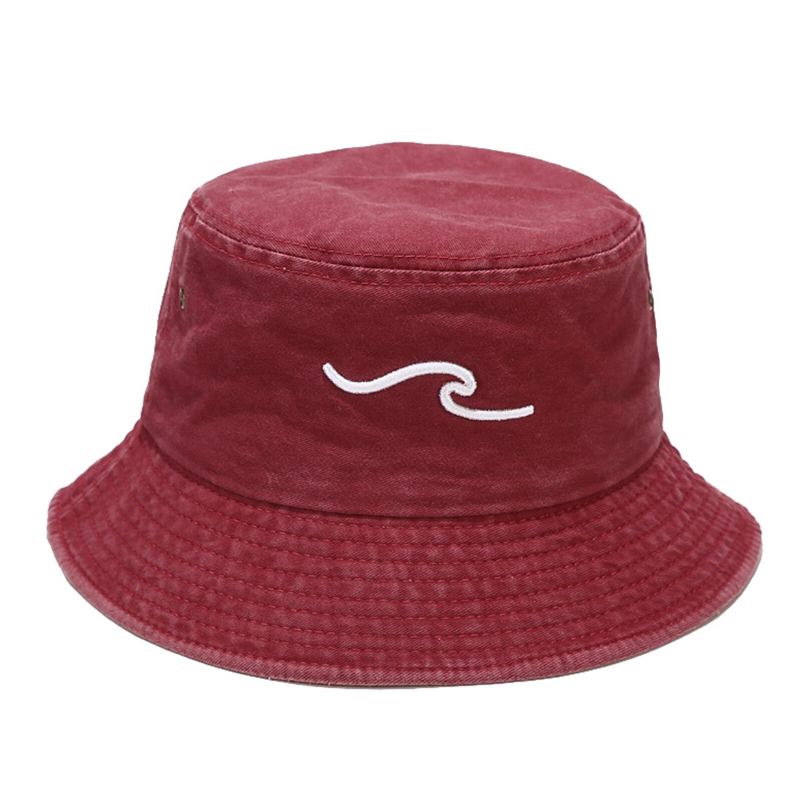 Mænd Pure Cotton Retro Old Washed Wave Tredimensionelt Broderi Udendørs Solbeskyttelseshat Fiskerhat