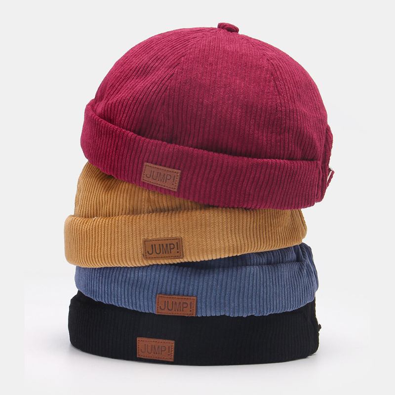 Mænd Udlejer Huer Plain Stripe Patchwork Justerbar Skull Kasket Beanie Har