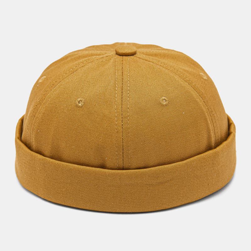 Mænd Udlejer Kasket Bomuld Kuppel Brev Patch Mode Uden Skygge Beanie Skull Cap