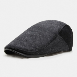 Mænd Ulden Dome Farve Matchende Absorbér Sved Åndbare Baretter Britisk Retro Vinter Tykke Varm Fremad Huer Peaked Cap