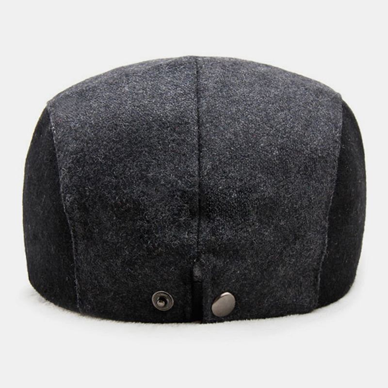 Mænd Ulden Dome Farve Matchende Absorbér Sved Åndbare Baretter Britisk Retro Vinter Tykke Varm Fremad Huer Peaked Cap