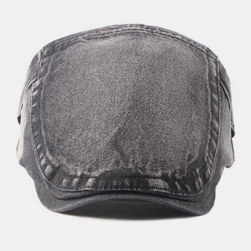 Mænd Vasket Denim Lavet Gammel Casual Retro Driver Flad Huer Forward Huer Baskerhat