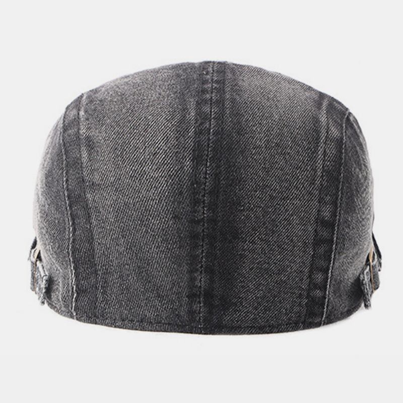 Mænd Vasket Denim Lavet Gammel Casual Retro Driver Flad Huer Forward Huer Baskerhat