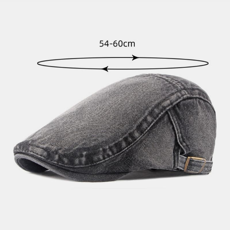 Mænd Vasket Denim Lavet Gammel Casual Retro Driver Flad Huer Forward Huer Baskerhat