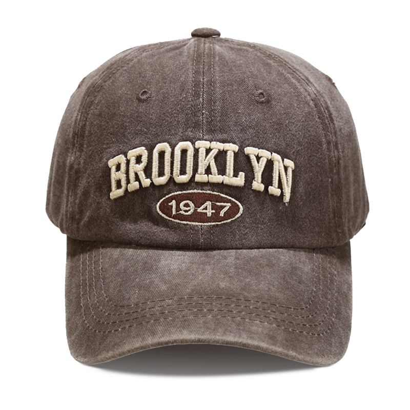 Neutral Bomuld Udendørs Casual Retro Vasket Tredimensional Alfabet Baseball Kasket Peaked Cap