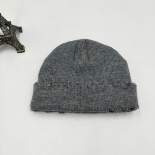 Rippet Strikket Udlejer Huer Pure Color Uld Huer Flosset Melon Huer Cold Caps Beanie