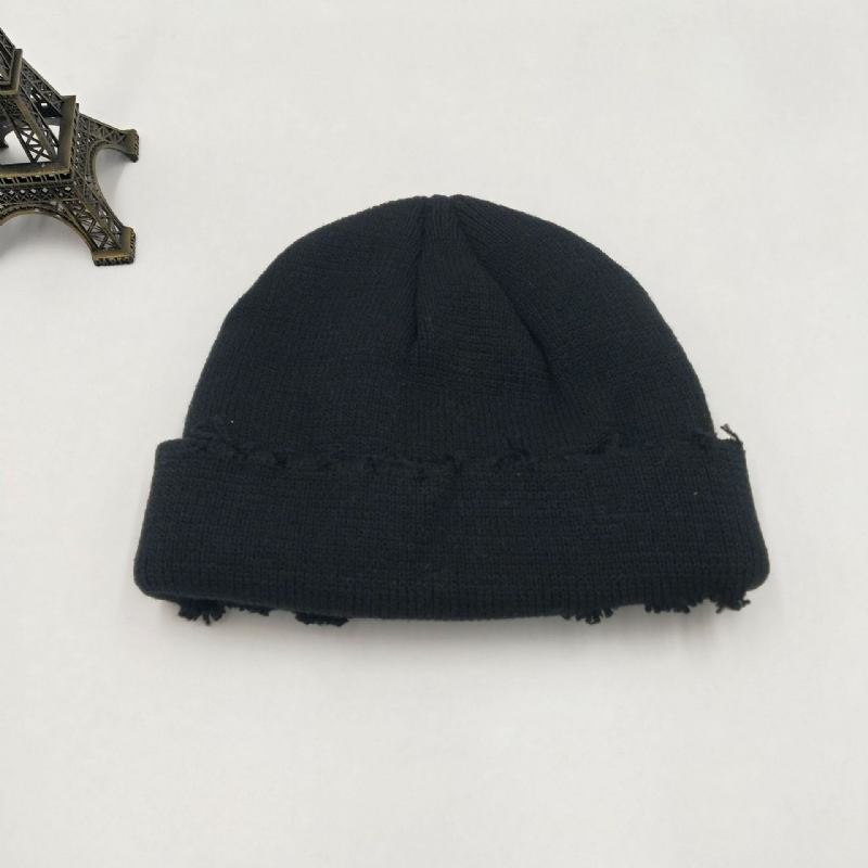 Rippet Strikket Udlejer Huer Pure Color Uld Huer Flosset Melon Huer Cold Caps Beanie