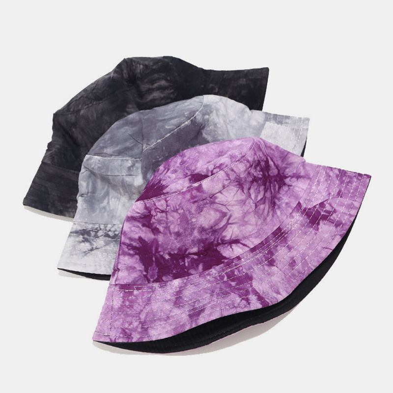 Tie-dye Blæk Maleri Mønster Fisker Huer Dobbeltsidet Bassinhat Solhat Bucket Hat