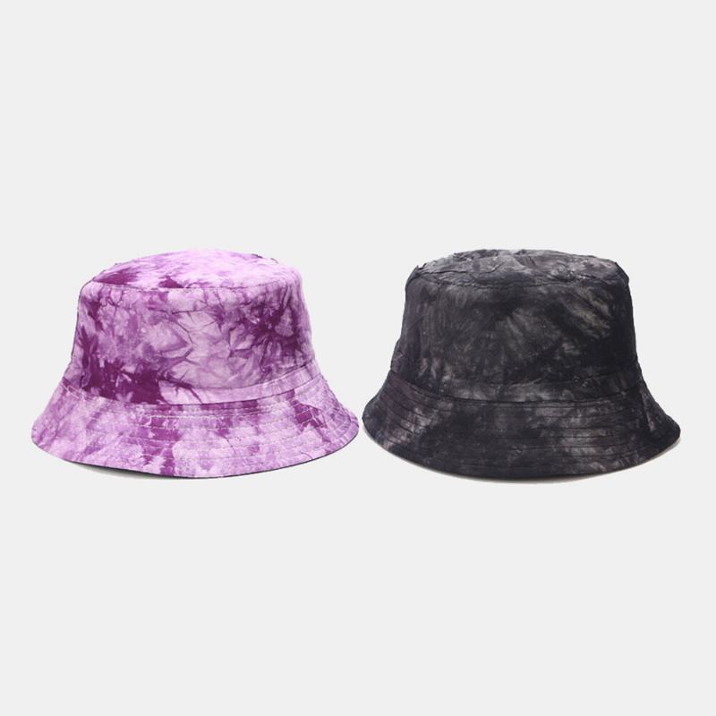 Tie-dye Blæk Maleri Mønster Fisker Huer Dobbeltsidet Bassinhat Solhat Bucket Hat