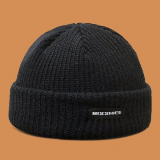 Unisex Akryl Letter Mønster Stof Etiket Strikket Kasket Hip Hop Vinter Varme Skull Kasket Beanie Hat