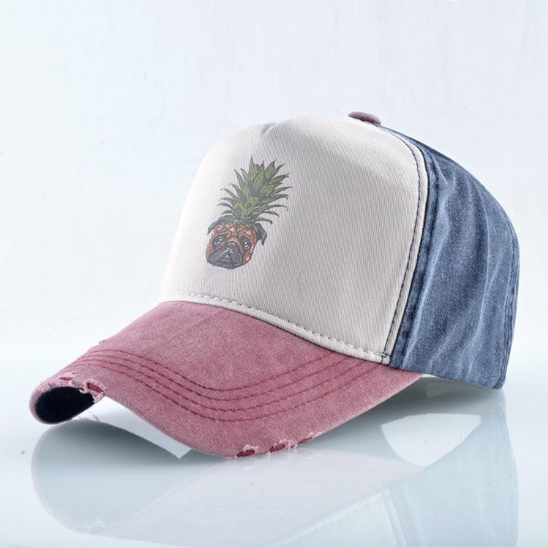 Unisex Ananas Baseballkasket Vasket Kasket Med Nitteret Hiphop Kasket