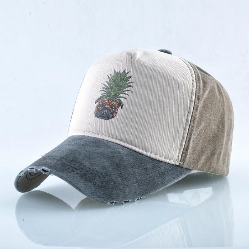 Unisex Ananas Baseballkasket Vasket Kasket Med Nitteret Hiphop Kasket