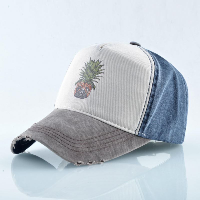 Unisex Ananas Baseballkasket Vasket Kasket Med Nitteret Hiphop Kasket