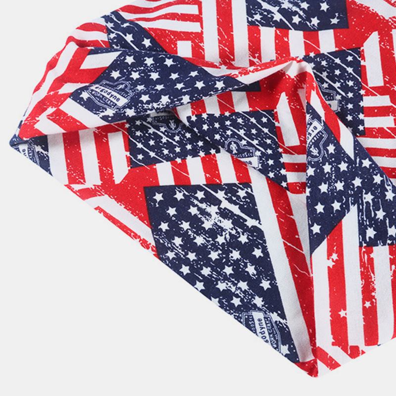 Unisex Bomuld Amerikansk Flag Trykmønster Dual-use Nakkebeskyttelse Hovedtørklæde Uden Brim