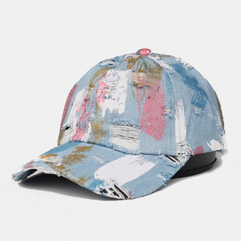 Unisex Bomuld Denim Hul Graffiti Design Street Travel Wild Sunshade Baseballhat