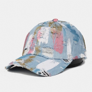 Unisex Bomuld Denim Hul Graffiti Design Street Travel Wild Sunshade Baseballhat