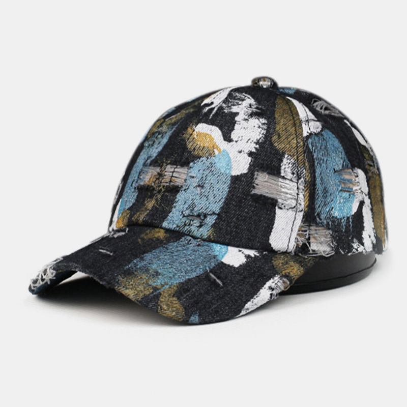 Unisex Bomuld Denim Hul Graffiti Design Street Travel Wild Sunshade Baseballhat