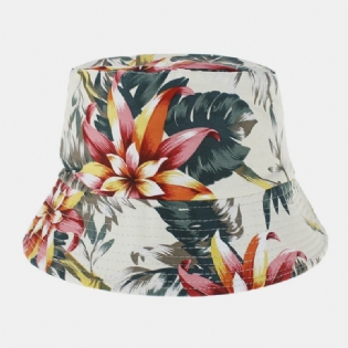 Unisex Bomuld Dobbeltsidet Bærbar Farverig Naturlig Blomstermønster Udskrivning Bucket Hat