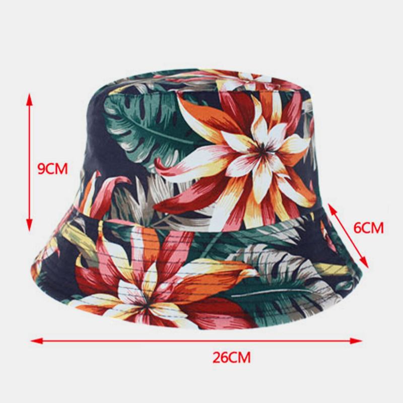 Unisex Bomuld Dobbeltsidet Bærbar Farverig Naturlig Blomstermønster Udskrivning Bucket Hat