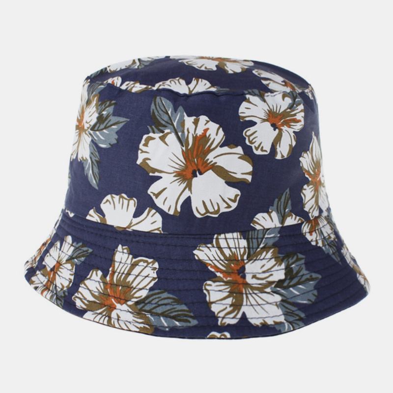 Unisex Bomuld Dobbeltsidet Bærbar Farverig Naturlig Blomstermønster Udskrivning Bucket Hat