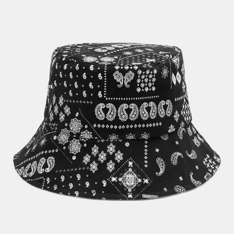 Unisex Bomuld Dobbeltsidet Cashew-blomstermønster Fashion Sunshade Bucket Hat