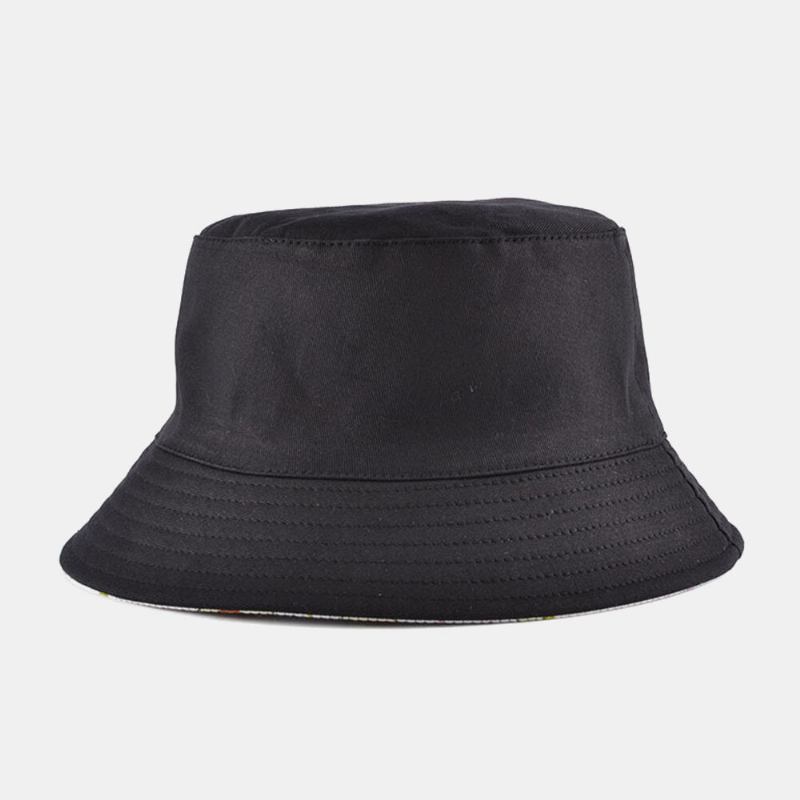 Unisex Bomuld Dobbeltsidet Tegneserie Frugtmønster Udskrivning Mode Solskygge Bucket Hat