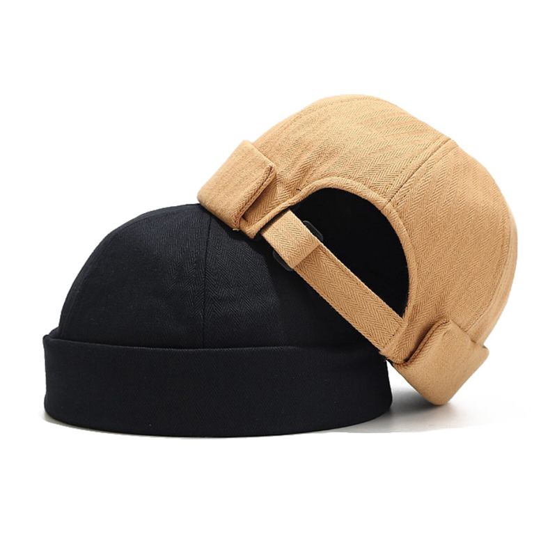 Unisex Bomuld Ensfarve Stilfuld Enkel All-match Justerbar Brimless Beanie Udlejer Kasketter Skull Caps