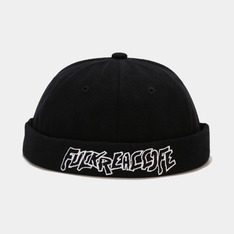 Unisex Bomuld Ensfarvet Brevbroderi Justerbar Snøre Alsidig Beanie Beanie Udlejer Kasket Skull Cap