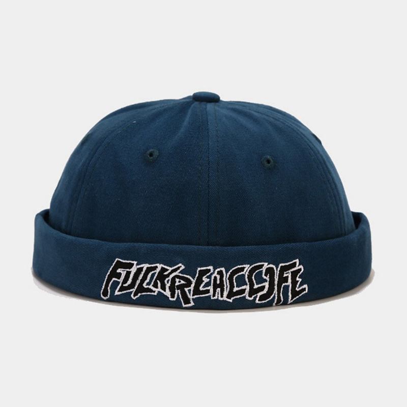 Unisex Bomuld Ensfarvet Brevbroderi Justerbar Snøre Alsidig Beanie Beanie Udlejer Kasket Skull Cap