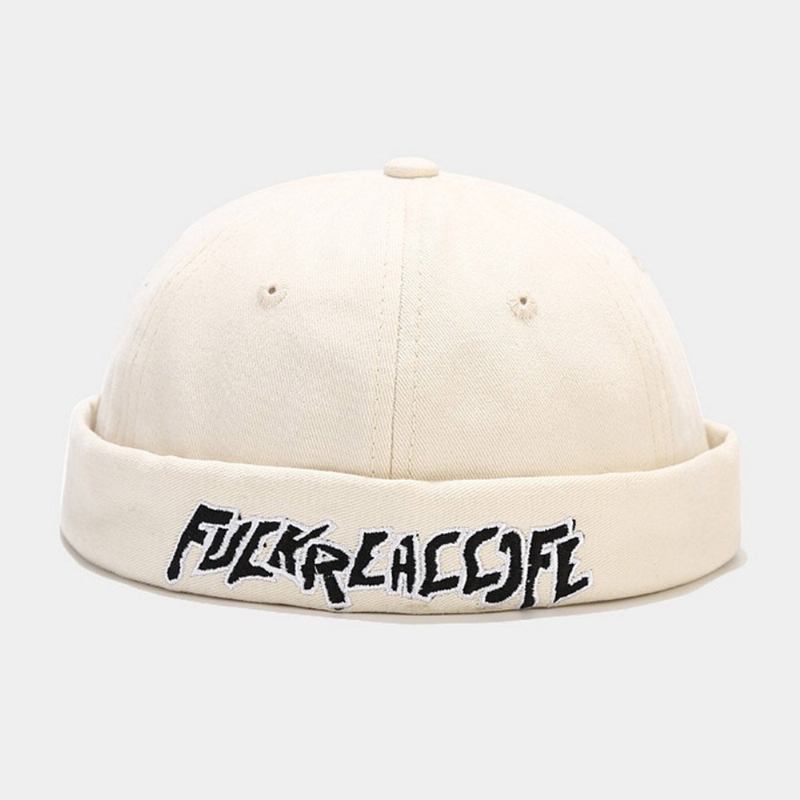 Unisex Bomuld Ensfarvet Brevbroderi Justerbar Snøre Alsidig Beanie Beanie Udlejer Kasket Skull Cap