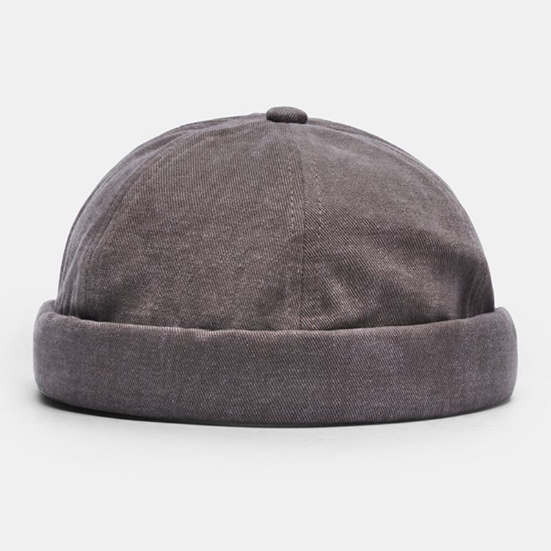 Unisex Bomuld Ensfarvet Mode Hip-hop Stil Personlighed Justering Af Reb Udlejer Kasket Brændeløs Beanie Skull Cap