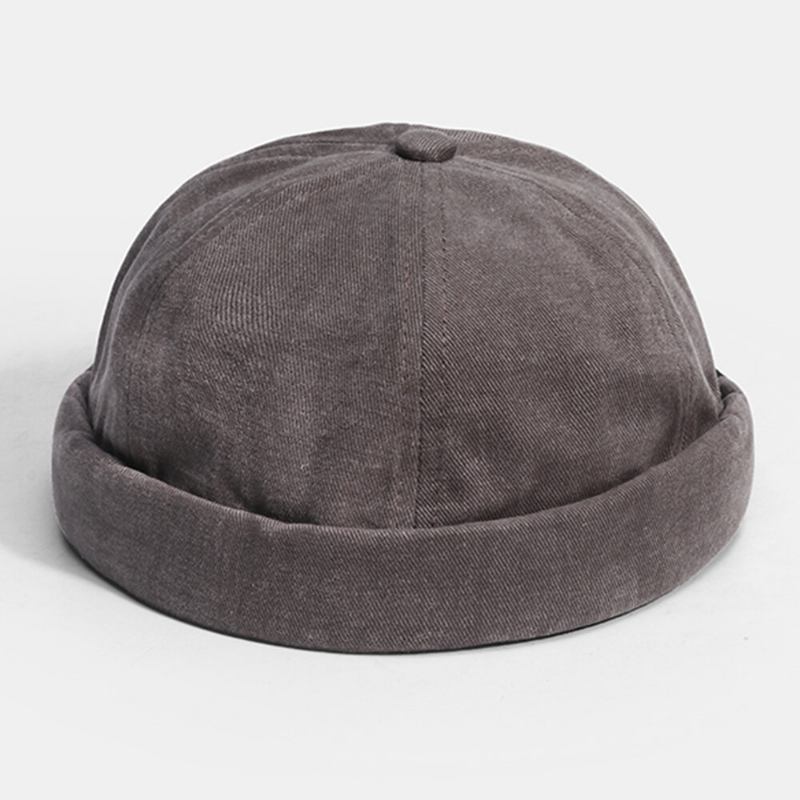 Unisex Bomuld Ensfarvet Mode Hip-hop Stil Personlighed Justering Af Reb Udlejer Kasket Brændeløs Beanie Skull Cap