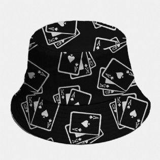 Unisex Bomuld Ensfarvet Poker Billede Element Mode Casual Bucket Hat